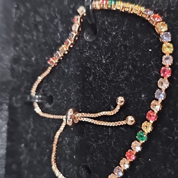 Piatella 18k Plated Gemstone Tennis Bracelet NIB - Picture 2 of 6